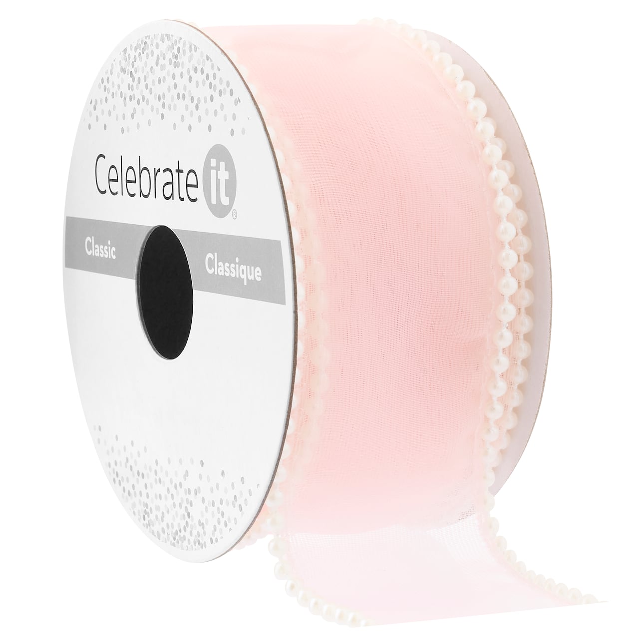 1.5" x 3yd. Pink Sheer Pearl Edge Ribbon by Celebrate It® Classic